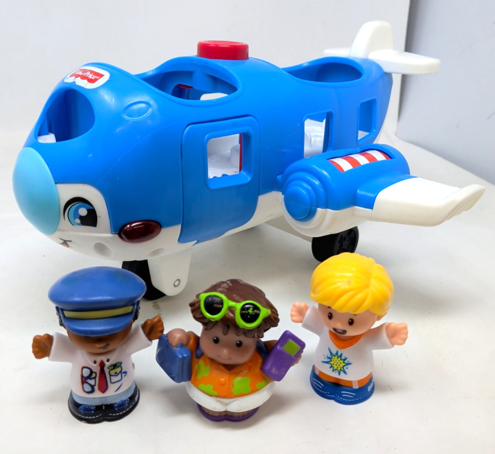 Fisher Price Little People Jet Plane Blue Talking Musical Sounds with Pilot
